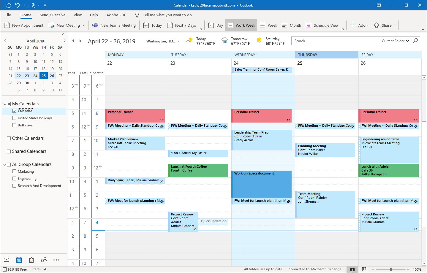 calendar management in outlook